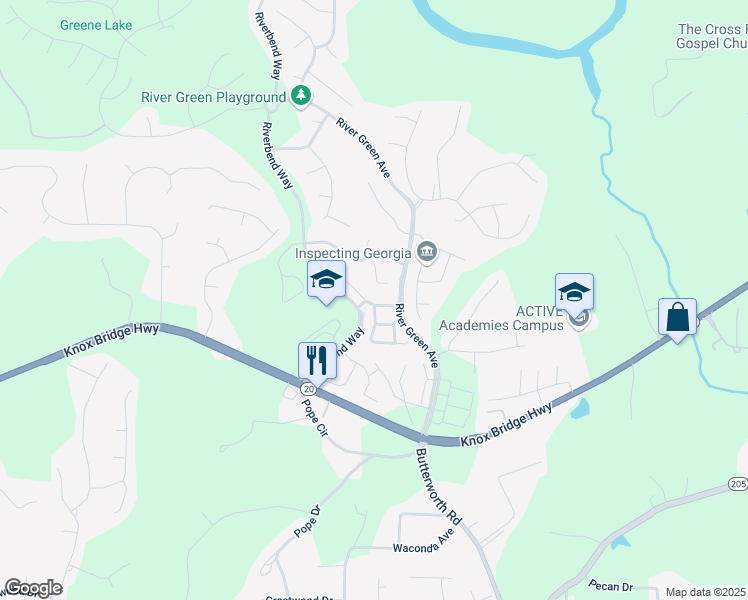 map of restaurants, bars, coffee shops, grocery stores, and more near 114 Jaime Drive in Canton