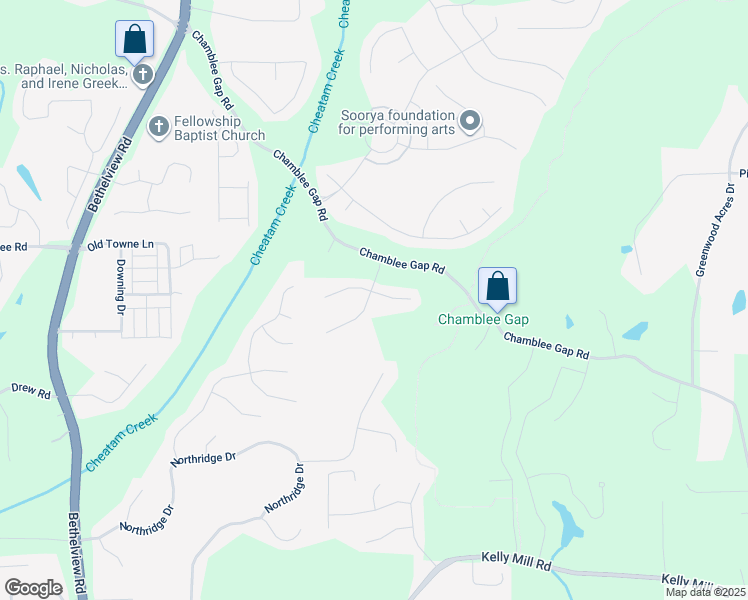 map of restaurants, bars, coffee shops, grocery stores, and more near 2410 Bridle Bridge Trail in Cumming