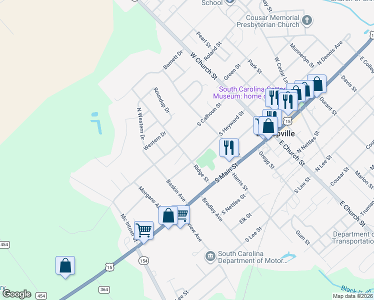 map of restaurants, bars, coffee shops, grocery stores, and more near 201-299 Ridge St in Bishopville