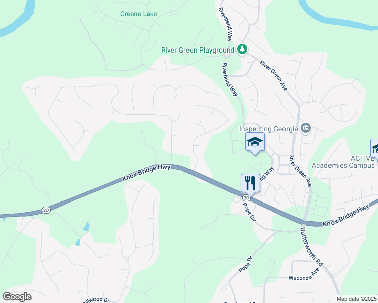 map of restaurants, bars, coffee shops, grocery stores, and more near 111 Legend Creek Drive in Canton