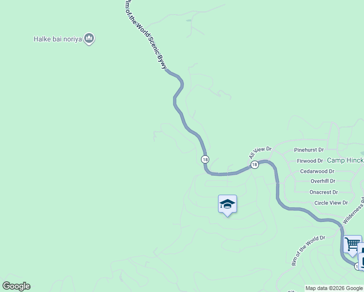 map of restaurants, bars, coffee shops, grocery stores, and more near Poplar Drive in Running Springs