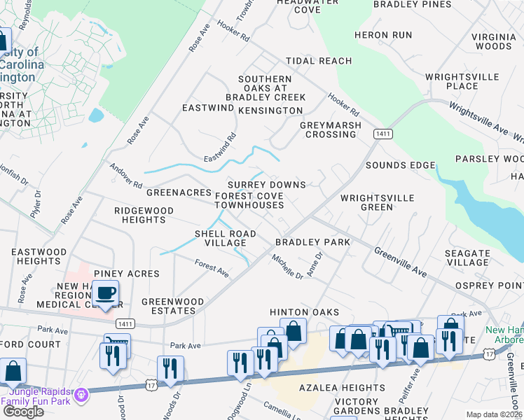 map of restaurants, bars, coffee shops, grocery stores, and more near 5808 Dorothy Avenue in Wilmington