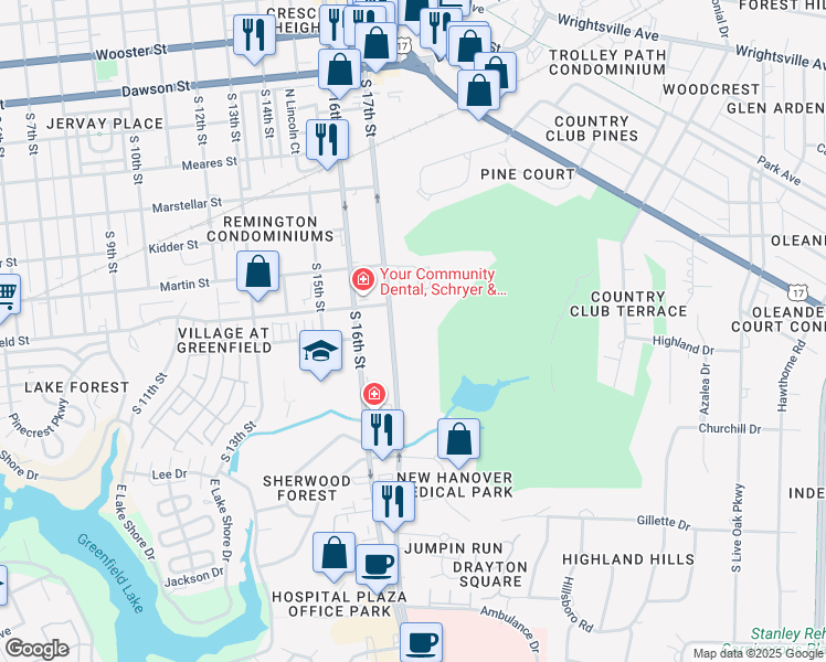 map of restaurants, bars, coffee shops, grocery stores, and more near 1501-1699 S 17th St in Wilmington