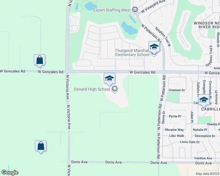 map of restaurants, bars, coffee shops, grocery stores, and more near 3400 West Gonzales Road in Oxnard