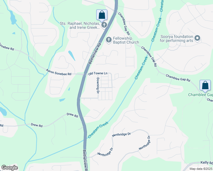 map of restaurants, bars, coffee shops, grocery stores, and more near 3614 Livery Lane in Cumming
