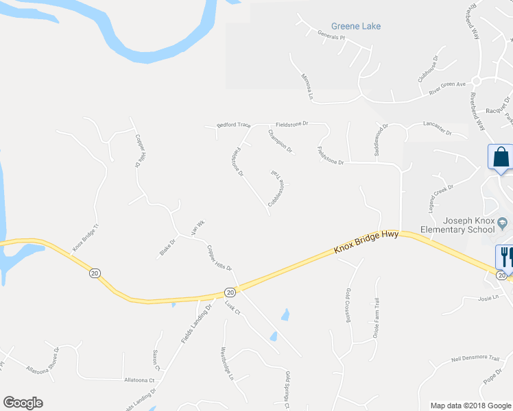 map of restaurants, bars, coffee shops, grocery stores, and more near 1132 Fieldstone Drive in Canton