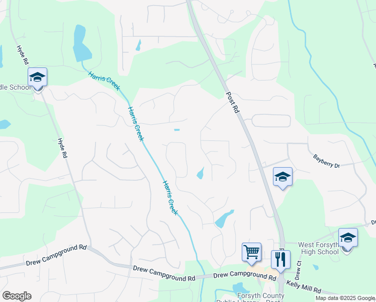 map of restaurants, bars, coffee shops, grocery stores, and more near 4425 Azurite Street in Cumming