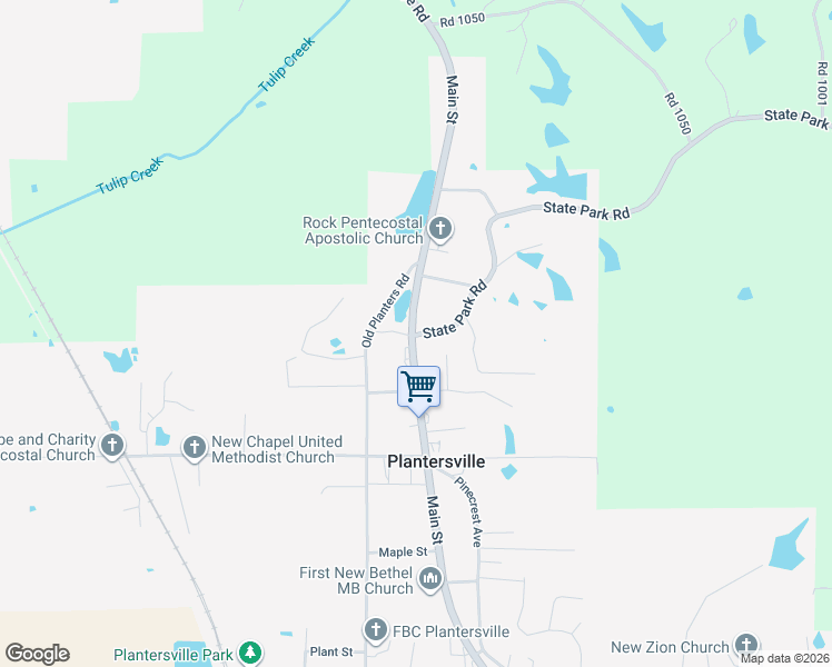 map of restaurants, bars, coffee shops, grocery stores, and more near 2436 Main Street in Plantersville
