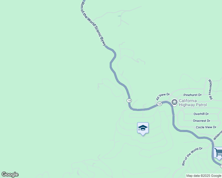 map of restaurants, bars, coffee shops, grocery stores, and more near Poplar Drive in Running Springs
