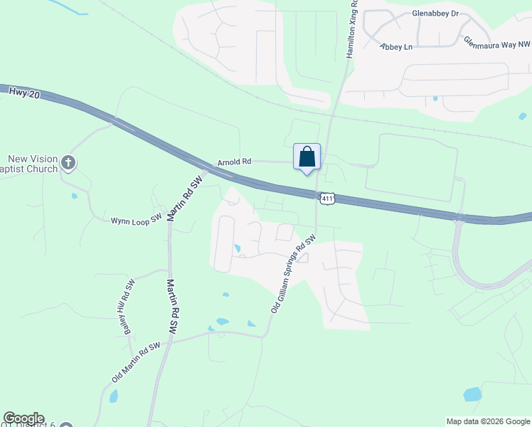 map of restaurants, bars, coffee shops, grocery stores, and more near 78 Old Gilliam Springs Road Southwest in Cartersville
