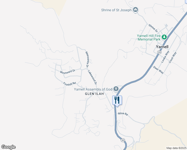 map of restaurants, bars, coffee shops, grocery stores, and more near 22861 Lakewood Drive in Yarnell