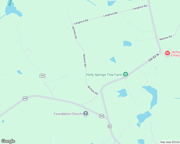 map of restaurants, bars, coffee shops, grocery stores, and more near 492 Nichols Road in Pendergrass