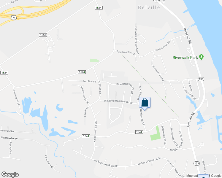 map of restaurants, bars, coffee shops, grocery stores, and more near 526 Maple Branches Drive in Leland