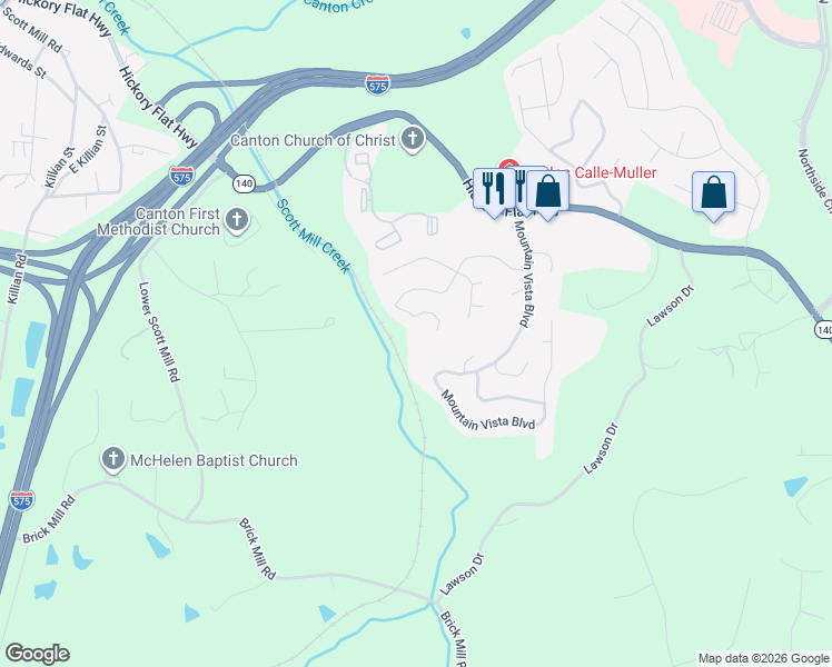 map of restaurants, bars, coffee shops, grocery stores, and more near 390 Spring Hill Drive in Canton