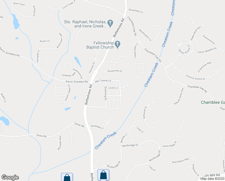 map of restaurants, bars, coffee shops, grocery stores, and more near 3614 Livery Lane in Cumming