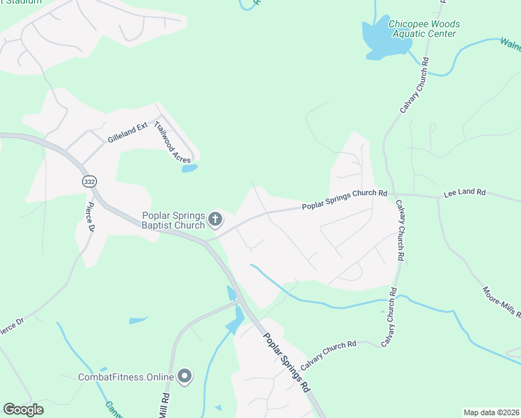 map of restaurants, bars, coffee shops, grocery stores, and more near 3054 Poplar Springs Church Road in Gainesville