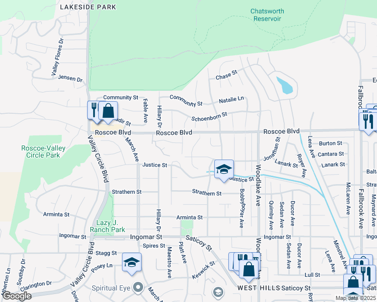 map of restaurants, bars, coffee shops, grocery stores, and more near 8109 Clemens Avenue in Los Angeles