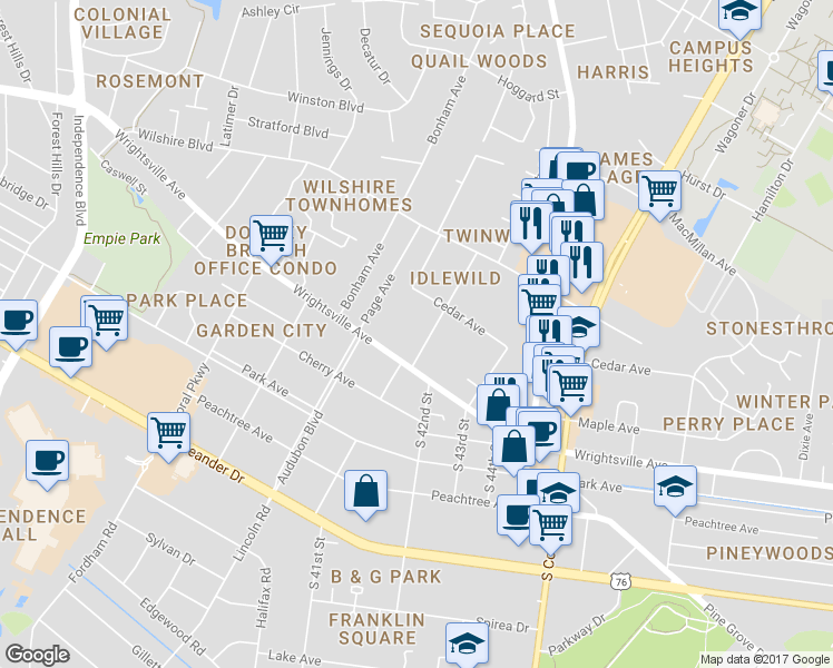 map of restaurants, bars, coffee shops, grocery stores, and more near 1026 S 41st St in Wilmington