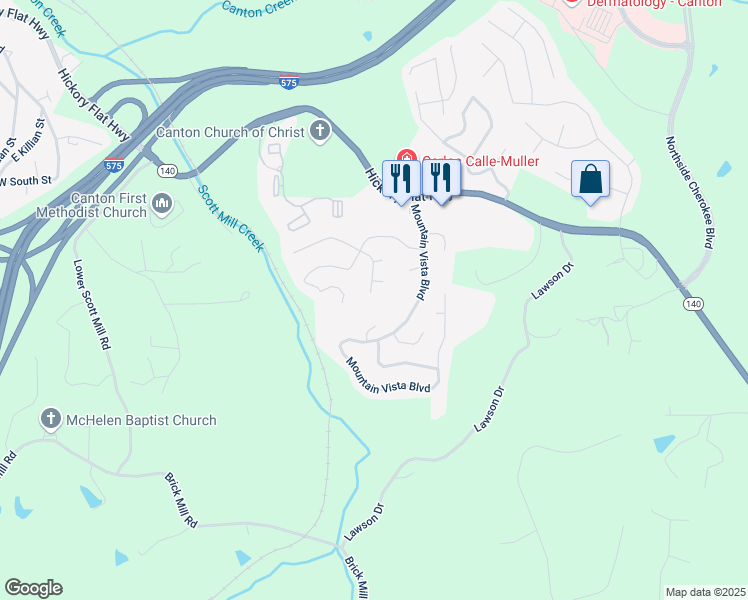 map of restaurants, bars, coffee shops, grocery stores, and more near 500 Autumn Ridge Drive in Canton