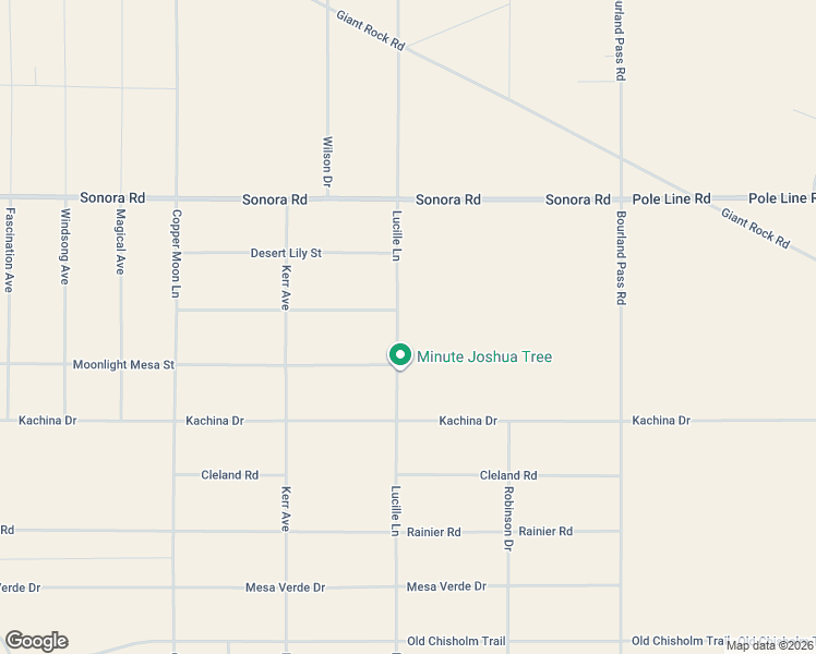 map of restaurants, bars, coffee shops, grocery stores, and more near 2024 Snoopy Trail in Joshua Tree