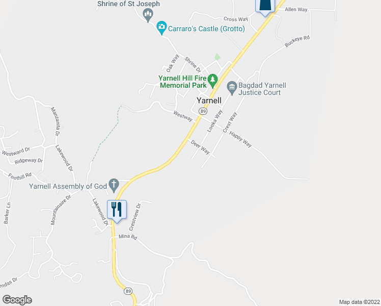 map of restaurants, bars, coffee shops, grocery stores, and more near 22870 Looka Way in Congress