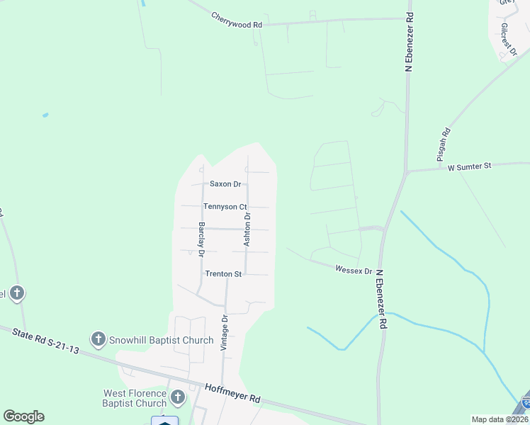 map of restaurants, bars, coffee shops, grocery stores, and more near 3304 Tennyson Court in Florence