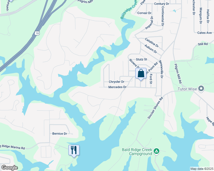 map of restaurants, bars, coffee shops, grocery stores, and more near 5540 Mercedes Drive in Cumming