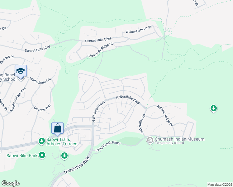 map of restaurants, bars, coffee shops, grocery stores, and more near 3064 Ferncrest Place in Thousand Oaks