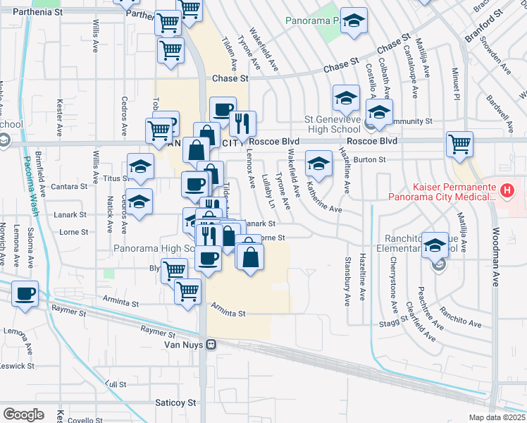 map of restaurants, bars, coffee shops, grocery stores, and more near 8062 Lennox Avenue in Los Angeles