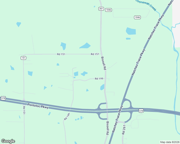 map of restaurants, bars, coffee shops, grocery stores, and more near 123 Road 199 in Tupelo