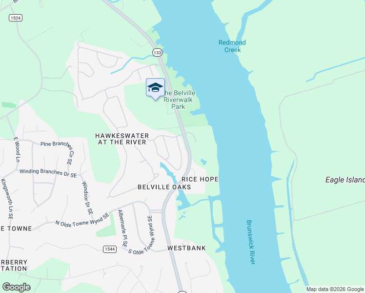 map of restaurants, bars, coffee shops, grocery stores, and more near 610 Coniston Drive Southeast in Leland