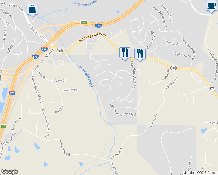 map of restaurants, bars, coffee shops, grocery stores, and more near 390 Spring Hill Drive in Canton
