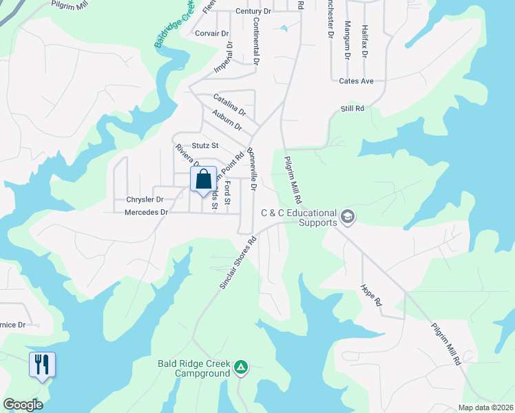 map of restaurants, bars, coffee shops, grocery stores, and more near 4405 Bonneville Drive in Cumming