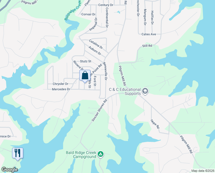 map of restaurants, bars, coffee shops, grocery stores, and more near 4405 Bonneville Drive in Cumming
