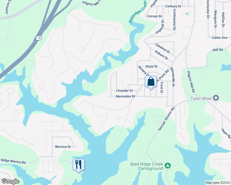 map of restaurants, bars, coffee shops, grocery stores, and more near 5540 Mercedes Drive in Cumming