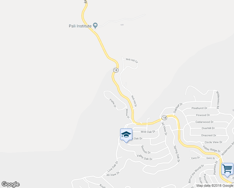 map of restaurants, bars, coffee shops, grocery stores, and more near 1947 Willow Drive in Running Springs