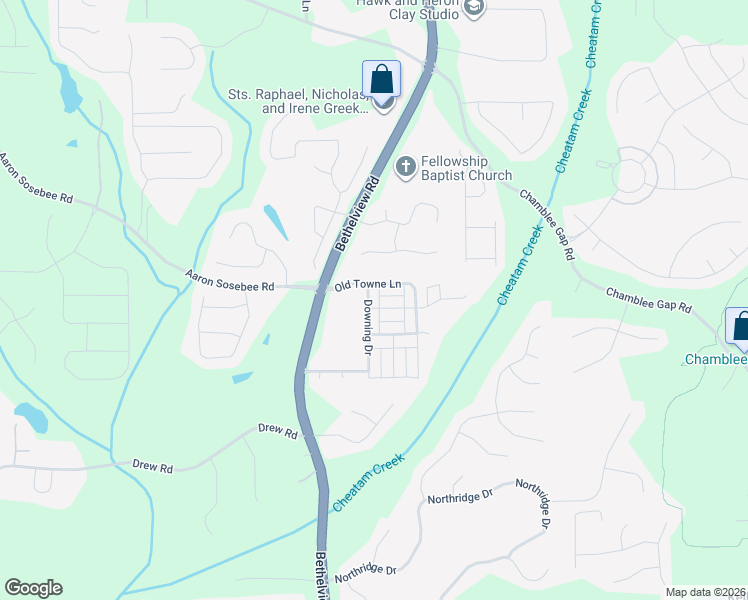 map of restaurants, bars, coffee shops, grocery stores, and more near 3513 Downing Drive in Cumming