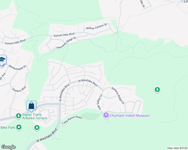 map of restaurants, bars, coffee shops, grocery stores, and more near 3146 Foxtail Court in Thousand Oaks