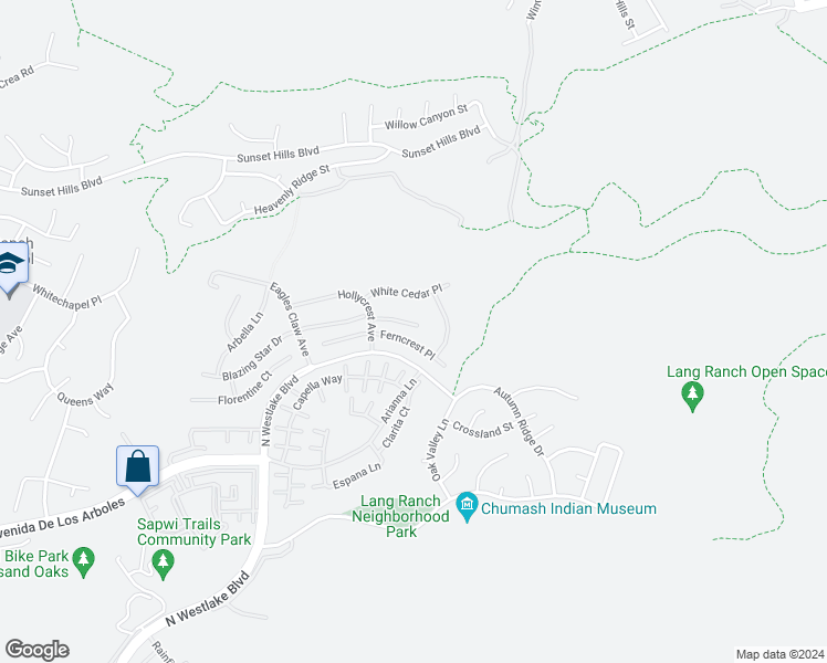 map of restaurants, bars, coffee shops, grocery stores, and more near 3146 Foxtail Court in Thousand Oaks