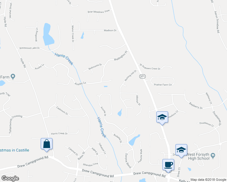 map of restaurants, bars, coffee shops, grocery stores, and more near 4385 Azurite Street in Cumming