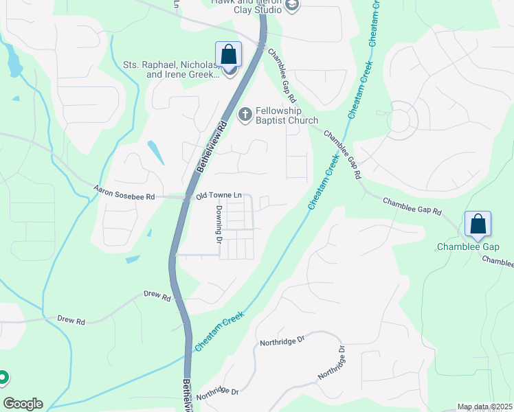 map of restaurants, bars, coffee shops, grocery stores, and more near 3850 Meeting Street in Cumming