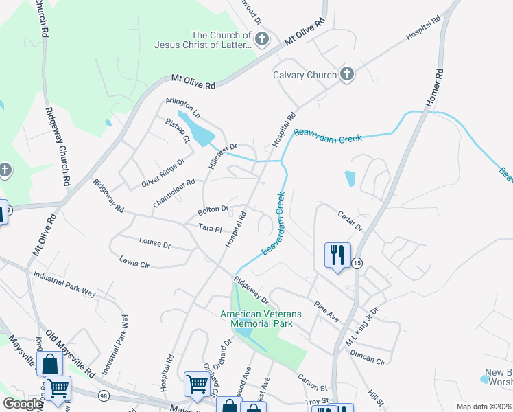 map of restaurants, bars, coffee shops, grocery stores, and more near 183 Victoria Way in Commerce