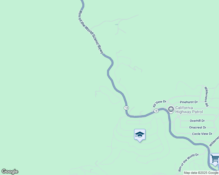 map of restaurants, bars, coffee shops, grocery stores, and more near 1933 Willow Drive in Running Springs