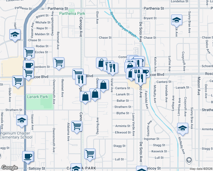 map of restaurants, bars, coffee shops, grocery stores, and more near in 