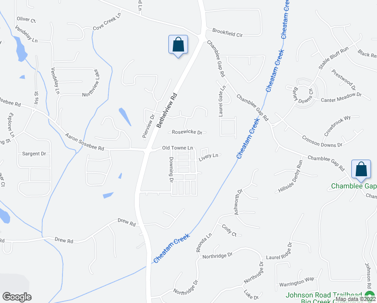 map of restaurants, bars, coffee shops, grocery stores, and more near 3538 Old Towne Lane in Cumming
