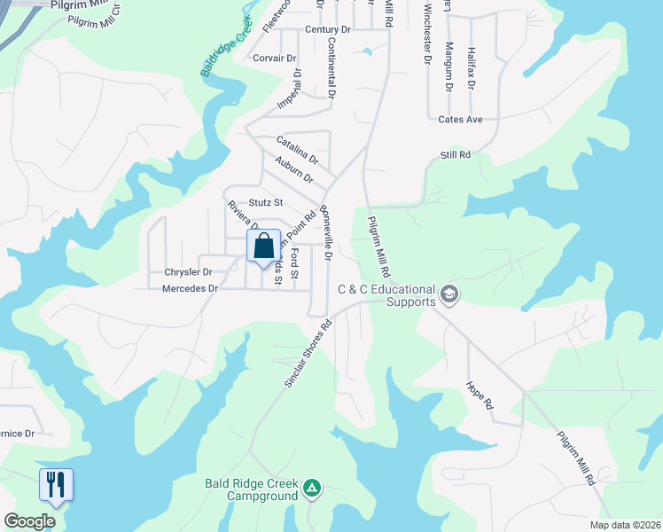 map of restaurants, bars, coffee shops, grocery stores, and more near 4355 Bonneville Drive in Cumming