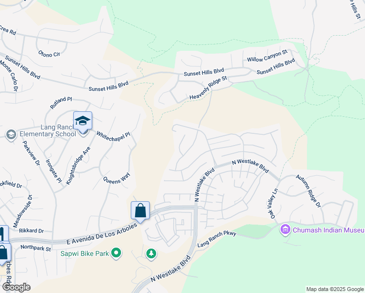 map of restaurants, bars, coffee shops, grocery stores, and more near 2892 Venezia Lane in Thousand Oaks