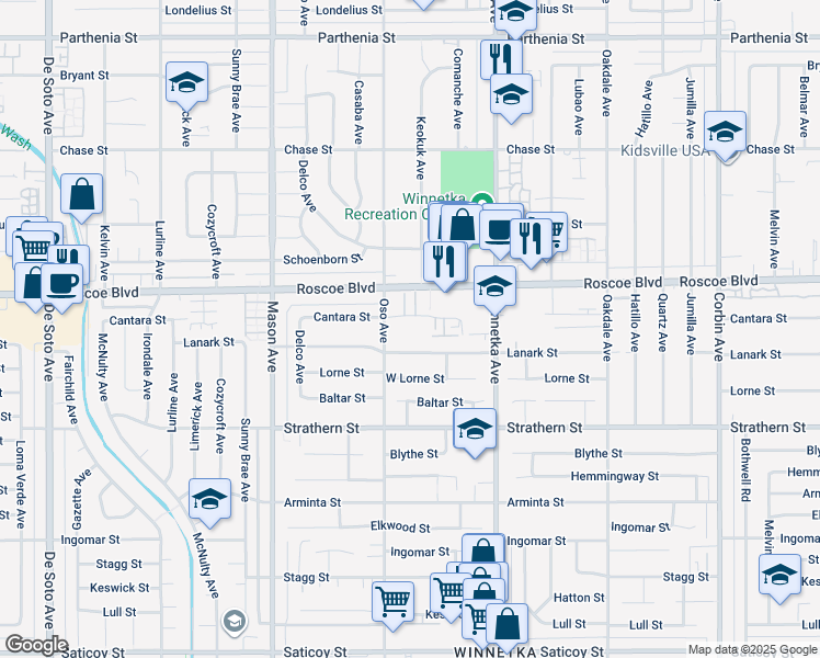 map of restaurants, bars, coffee shops, grocery stores, and more near in Los Angeles