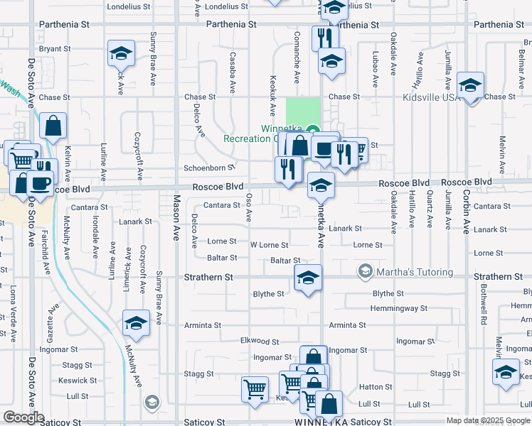 map of restaurants, bars, coffee shops, grocery stores, and more near in Los Angeles