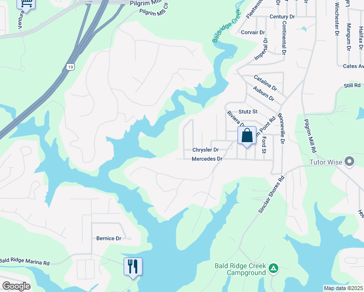 map of restaurants, bars, coffee shops, grocery stores, and more near 5635 Mercedes Drive in Cumming